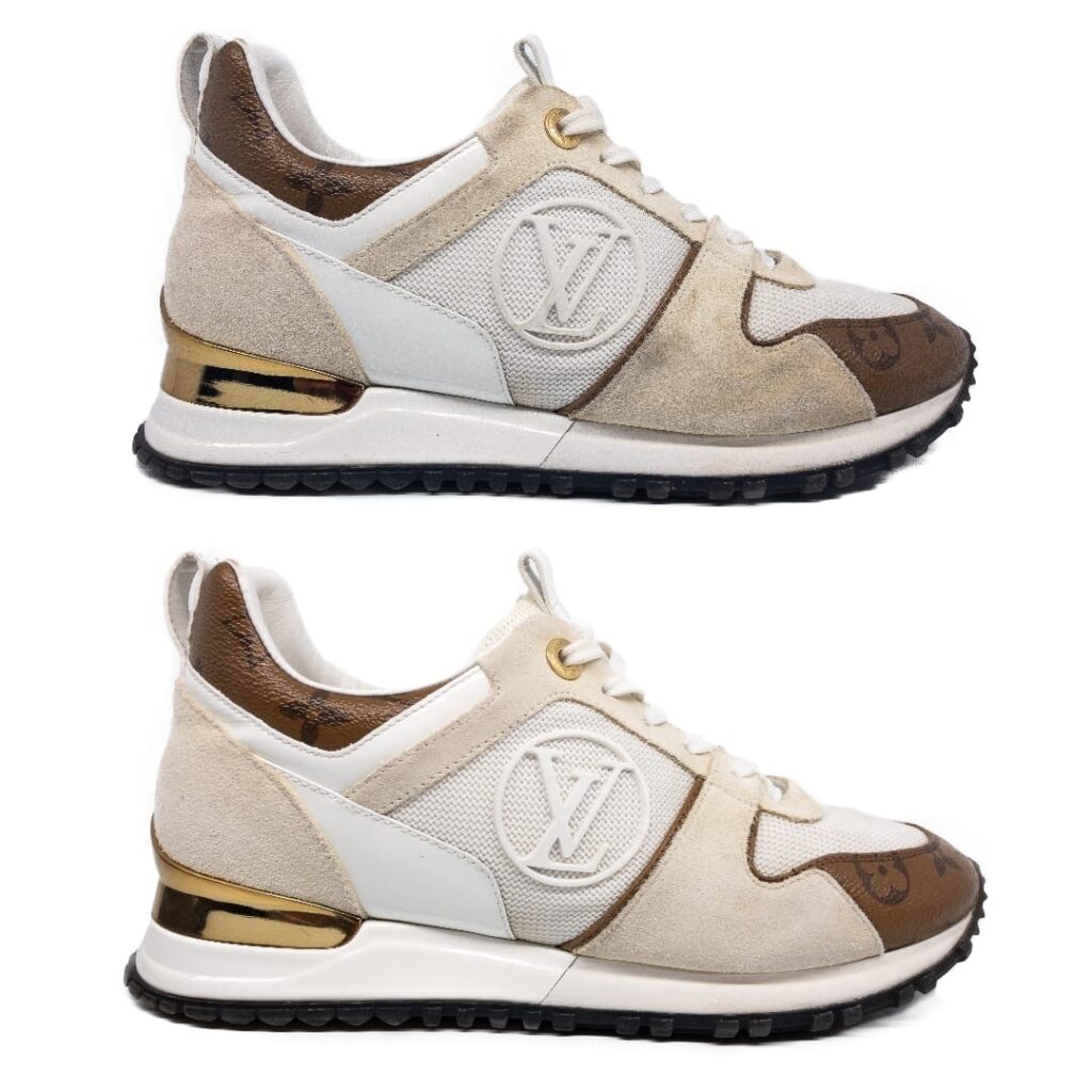 Светлый кроссовок Louis Vuitton до и после химчистки